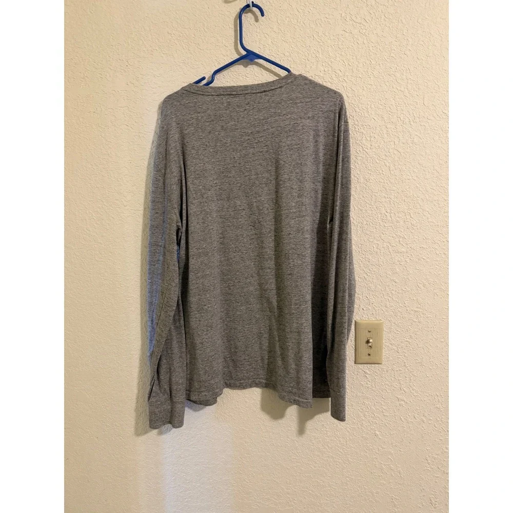 Polo Ralph Lauren Mens Long Sleeve T-Shirt Heather Grey Cotton Pony Logo Large